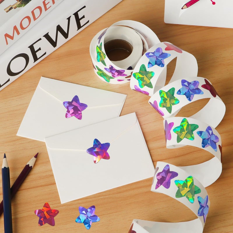 Imeepa 500PCS Multi-Color Star Stickers for Kids Reward, 1 inch Holographic Star Stickers for DIY, Crafts, Behavior Chart, Student Planner, School and Classroom Teacher Supplies, 8 Colors - Image 4