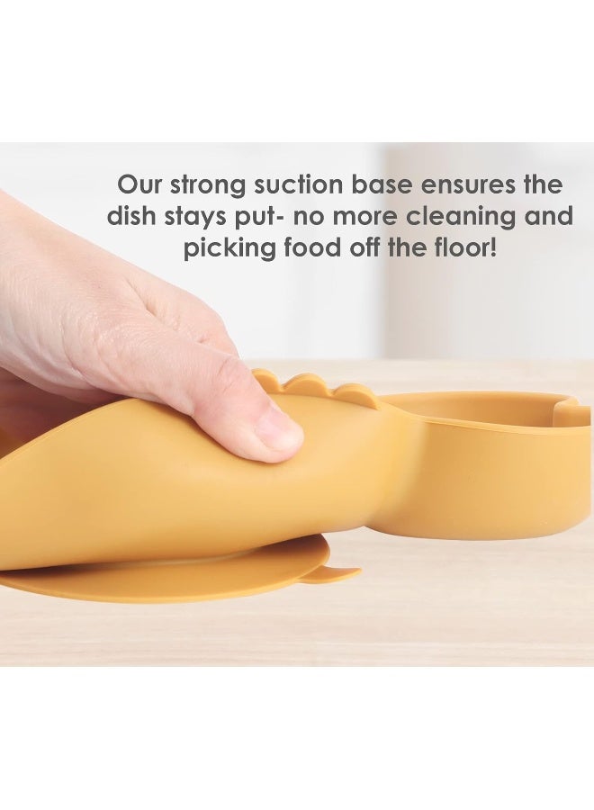 ROCCED Silicone Divided Baby Plates and Utensil Set - Suction Suitable for Toddlers - Crab Yellow - Image 4