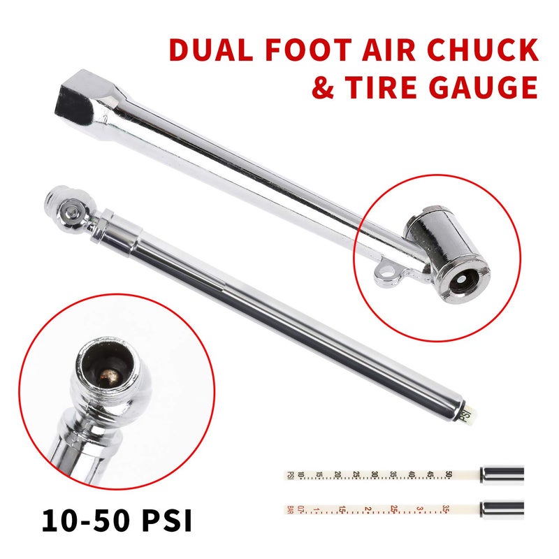 Hromee 19 Pieces Air Compressor Accessories Kit with 3/8 Inch x 25FT Hybrid Hose, 1/4 Inch NPT Quick Connect Fittings, Air Blow Gun, Tire Gauge and Wire Brush - Image 5