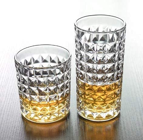 NVRA Modern 300ML Diamond Square Box Designing Clear Glass Transparent_300 ml Set of 12 - Image 3