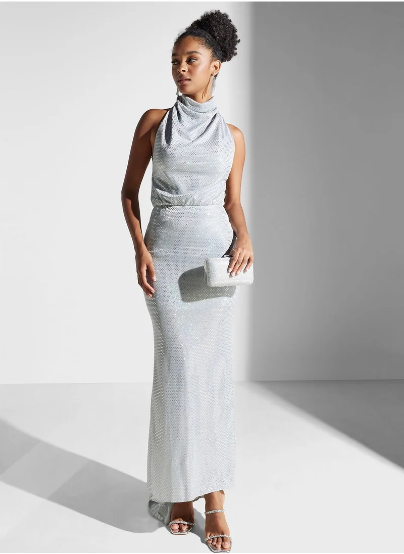 نوكتورن Halter Neck Embellised Dress