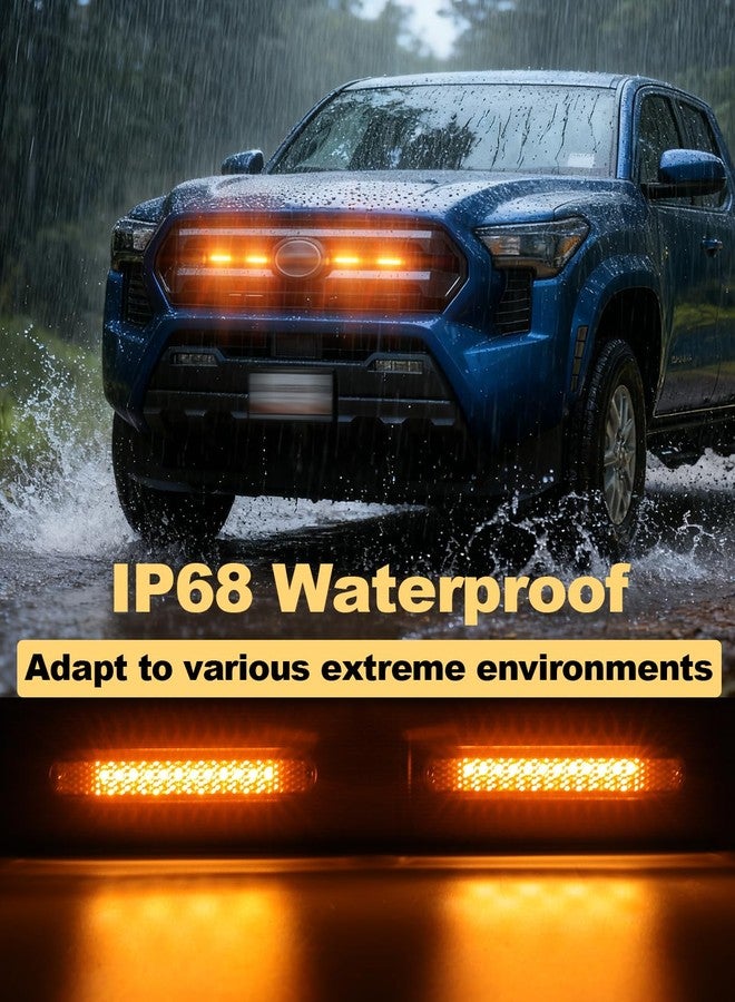 OKLSG Front Bumper LED Grill Lights for Toyota Tacoma 2025 2024 Raptor Marker Lights Bars fit SR SR5 OEM Grille 4th Gen Tacoma Exterior Accessories (Yellow) - Image 5
