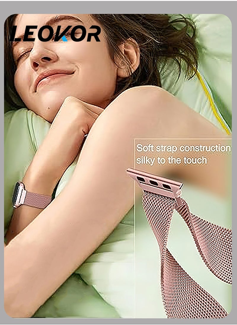 LEOKOR - Watch  Band, Set of 3 Metal Watch Straps, Compatible with Apple 38mm 40mm 41mm Straps, for the Ultra SE 9 8 7 6 5 4 3 2 1 for women, Stainless steel metal strap with magnetic buckle for straps - Image 1