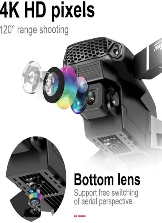 LIVVY E88 Pro Best New Mini Drone With Camera 4k for adult For Kids hd Dual Camera Adults and Teenager Fordable Remote RC HD 1080P Quad-Copter FPV Wifi Transmission Phone Control Black  - Image 3