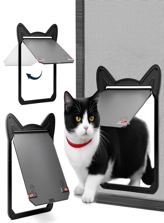 AuraSphere Pet Screen Door for Small Dogs & Cats - Heavy Duty Magnetic Lockable Flap, Inside Door 8.59x6.62inch, Easy Install for Sliding Glass/Patio Doors Screen, Scratch-Resistant & Security Latch (Size M) - Image 2