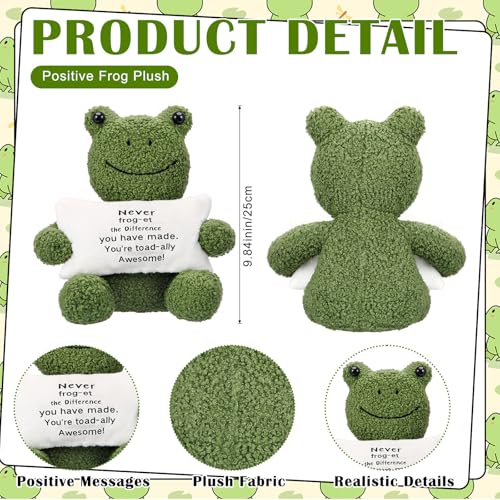 Hollowfly 984 Inch Positive Funny Cute Frog Stuff Active Support Gifts Motivational Gifts for Women Men Coworker Teacher Christmas Birthday Creative Plush Frog Holding Pillow Gift Positive Decor - Image 5
