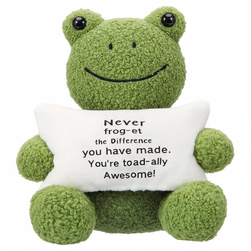 Hollowfly 984 Inch Positive Funny Cute Frog Stuff Active Support Gifts Motivational Gifts for Women Men Coworker Teacher Christmas Birthday Creative Plush Frog Holding Pillow Gift Positive Decor - Image 3
