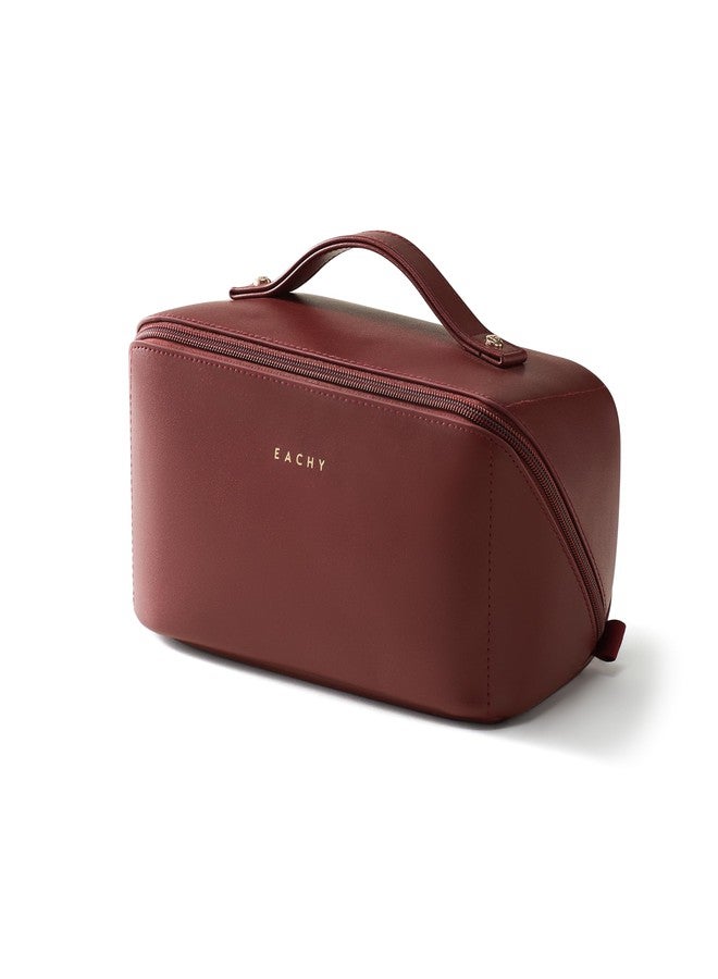 EACHY Travel Makeup Bag,Large Capacity Cosmetic Bags for Women,Portable Pouch Open Flat Toiletry Bag Make up Organizer with Divider and Handle - Image 1