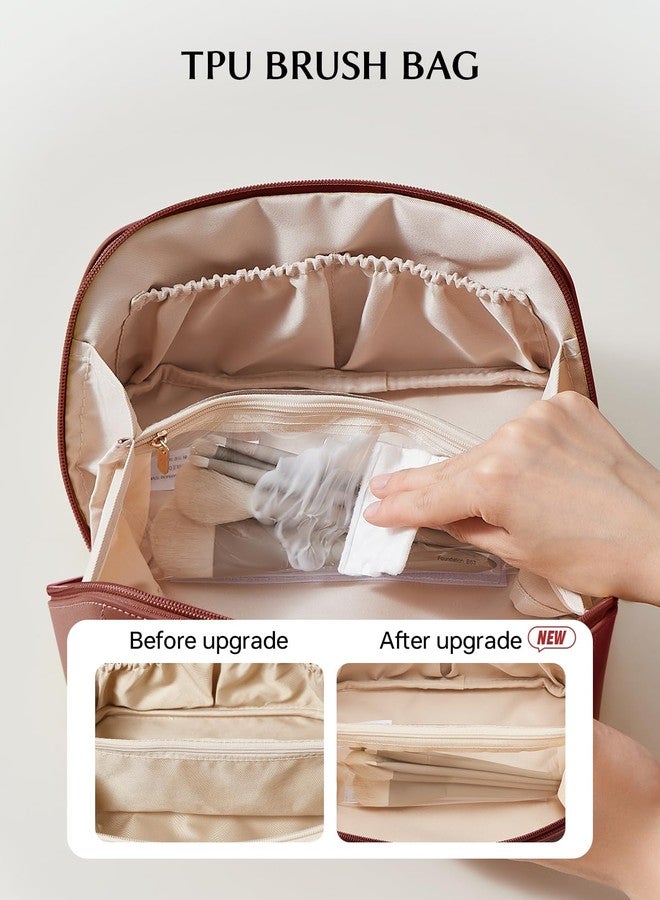 EACHY Travel Makeup Bag,Large Capacity Cosmetic Bags for Women,Portable Pouch Open Flat Toiletry Bag Make up Organizer with Divider and Handle - Image 3