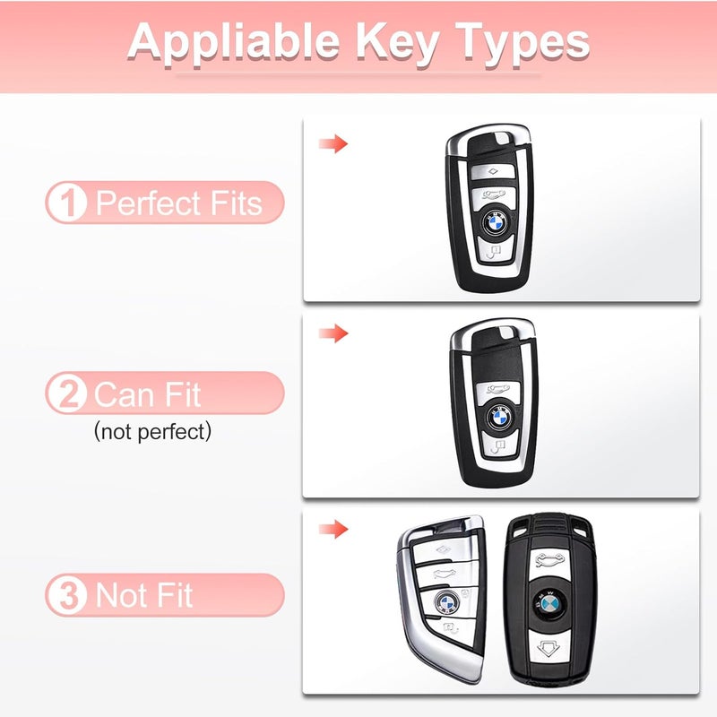PANGPAI Pink Key Fob Cover for BMW, Soft TPU Key Case Protection with Bling Keychain Fit for BMW 2 5 6 7 X1 X2 X3 X5 X6 Series - Image 2