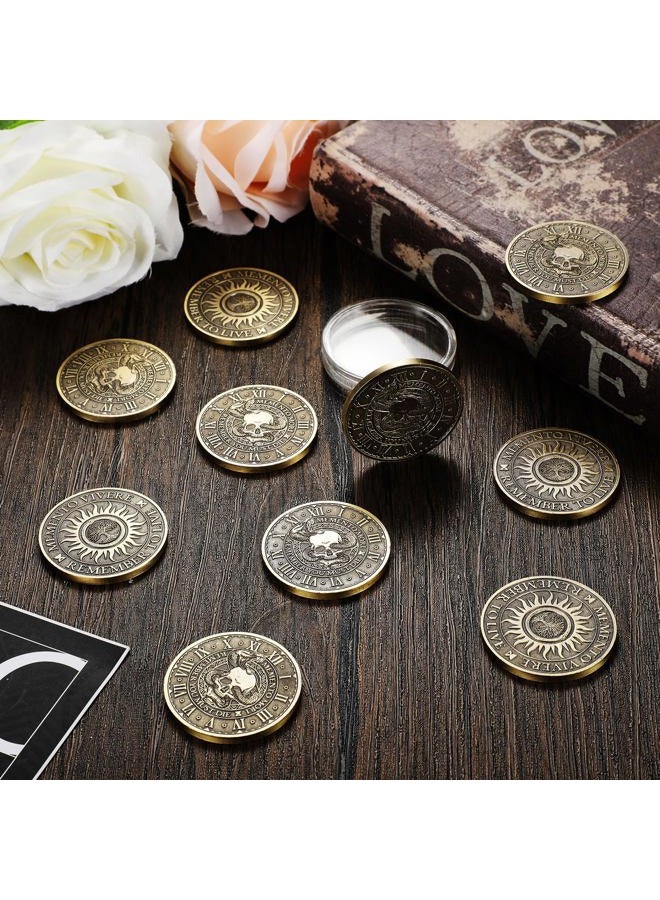 Misdary 10 قطع عملة ميمينتو موري تذكار ميمينتو فيفير تذكار معدني جمجمة عملة تحدي ميدالية ستويك هدية تذكارية قلادة تذكير ستويك للممارسة اليومية (نمط كلاسيكي) - Image 4