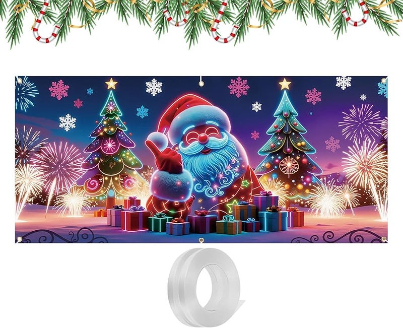 Christmas Garage Door Cover Style B 400x180cm UV Fluorescent Outdoor Holiday Decoration Panel - Image 2