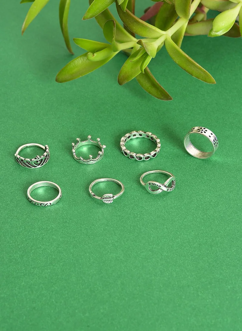 سوهي طقم 7 خواتم زينة اصطناعية