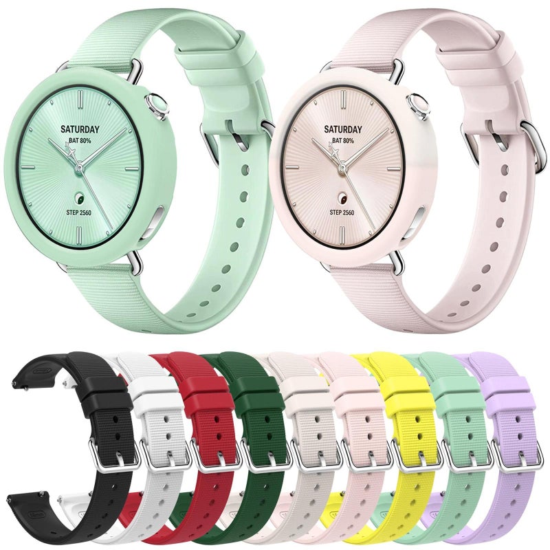 erorex For Xiaomi Watch S4 41Mm Solid Color Textured Silicone Watch Band Silicone Protective Cover Set(Purple+Starlight) - Image 5