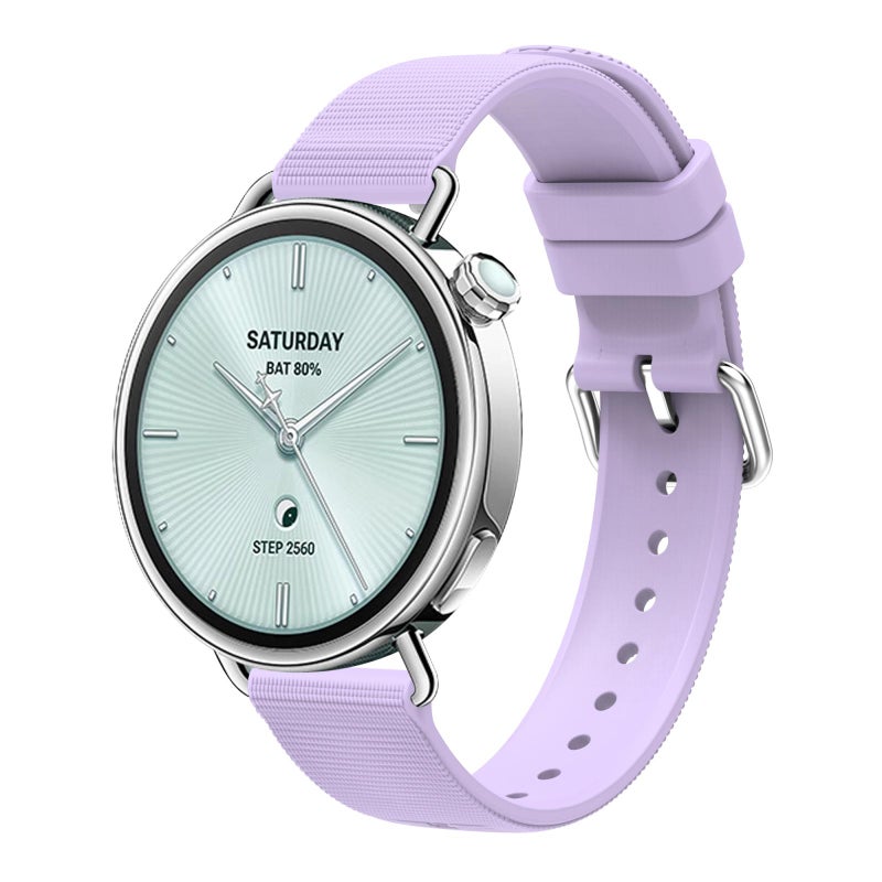 erorex For Xiaomi Watch S4 41Mm Solid Color Textured Silicone Watch Band Silicone Protective Cover Set(Purple+Starlight) - Image 3