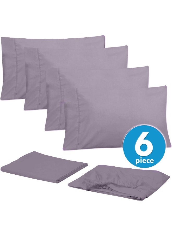 Sweet Home Collection Sweet Home Collection Queen s Plum - 6 Piece 1500 Supreme Fine Brushed Microfiber Deep Pocket Queen Set Bedding  - Image 3