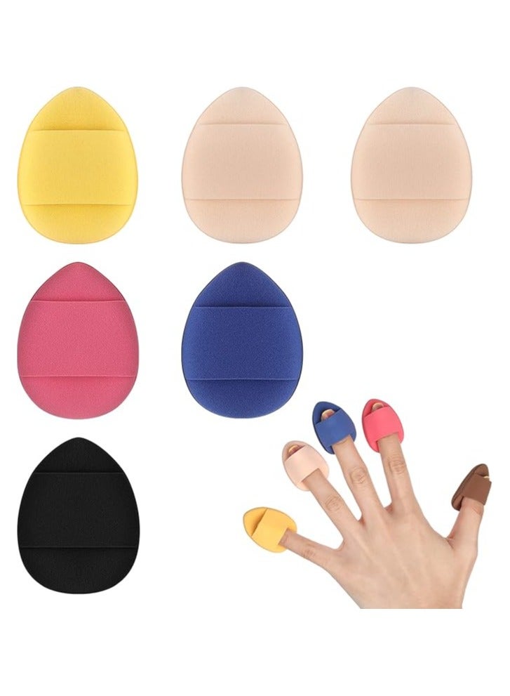 PRO Powder Puff 6 Pcs Makeup Sponge Beauty Blender Face Foundation Blending Concealer Applicator Eye Shadow Cushion Pads Cosmetic Mini Small Triangle Soft Finger Holder Travel Case Make Up Set - Image 1