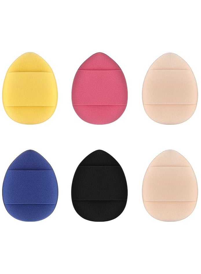 PRO Powder Puff 6 Pcs Makeup Sponge Beauty Blender Face Foundation Blending Concealer Applicator Eye Shadow Cushion Pads Cosmetic Mini Small Triangle Soft Finger Holder Travel Case Make Up Set - Image 3