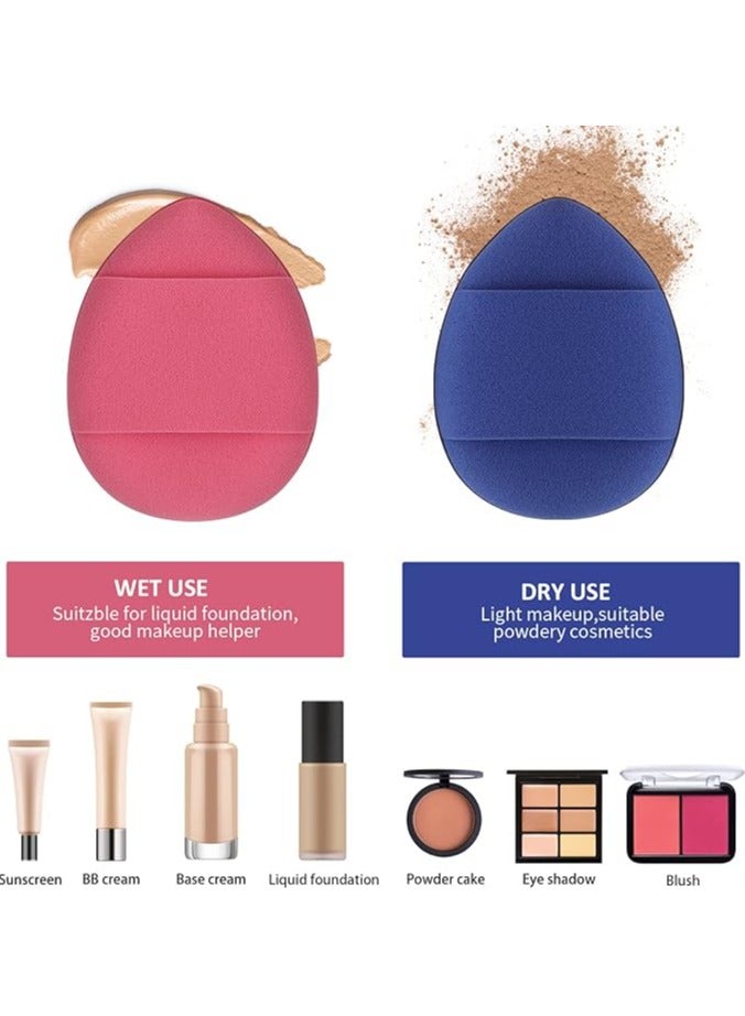 PRO Powder Puff 6 Pcs Makeup Sponge Beauty Blender Face Foundation Blending Concealer Applicator Eye Shadow Cushion Pads Cosmetic Mini Small Triangle Soft Finger Holder Travel Case Make Up Set - Image 4