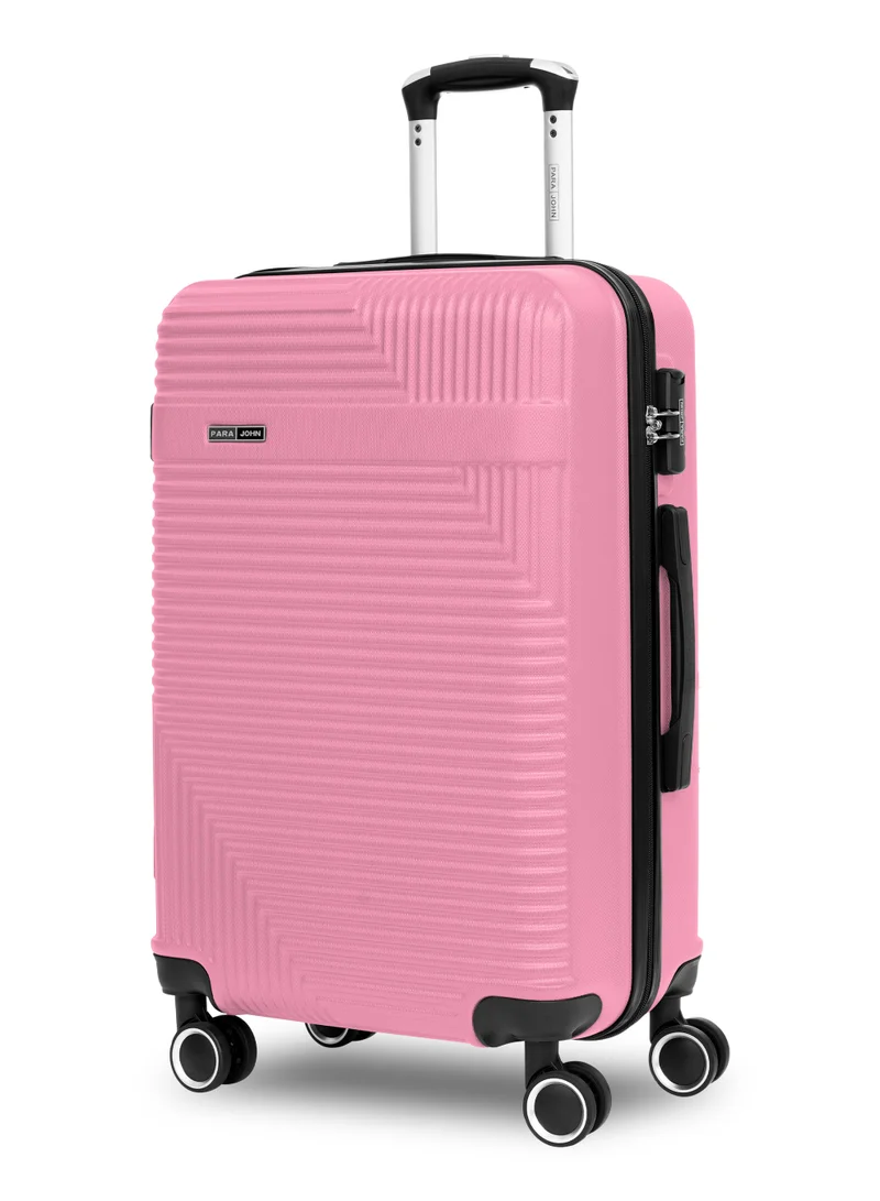 بارا جون Para John 24-Inch Medium ABS Hard Case Checked-In Luggage Trolley Bag with 8 Spinner Wheels and Lock – Pink