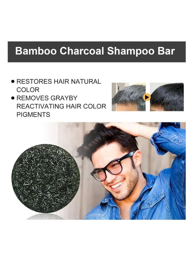NIKITA.VIVI صابون شامبو فحم البامبو 60 جرام مضاد للشعر الرمادي صابون للشعر الداكن شامبو ضد الشعر الرمادي صابون طبيعي للشعر للرجال والنساء بار شامبو صلب - Image 3