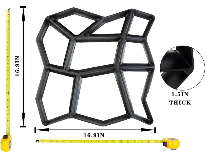 VanSmaGo Walk Maker, Pathmate Stone Moldings Paving Pavement Concrete Molds Stepping Stone Paver Walk Way Mold for Patio, Lawn & Garden(Big Size:16.9 x 16.9 x 1.6 inch) - Image 2