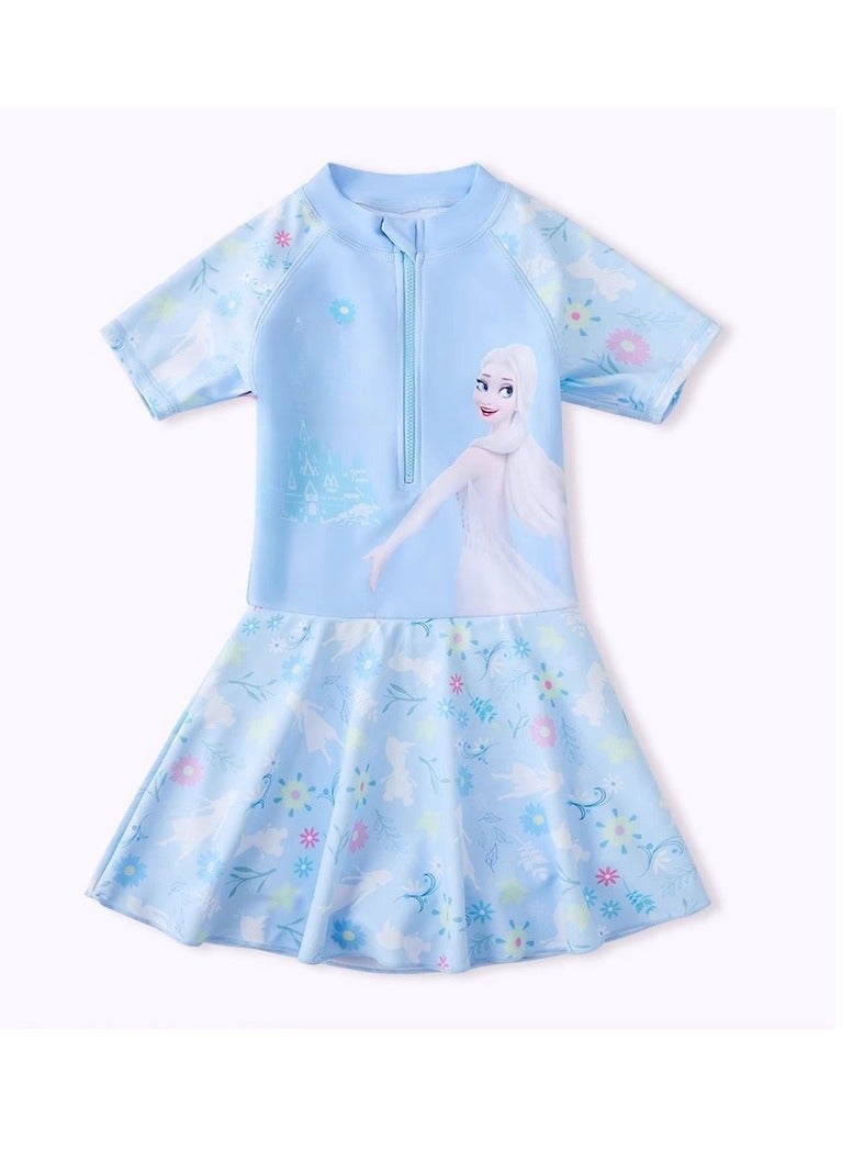Disney Children's Princess Sun Protection One-Piece Dress Swimsuit (Including Swim Cap) - Image 2