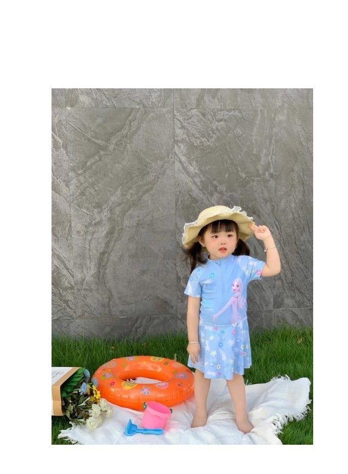 Disney Children's Princess Sun Protection One-Piece Dress Swimsuit (Including Swim Cap) - Image 3