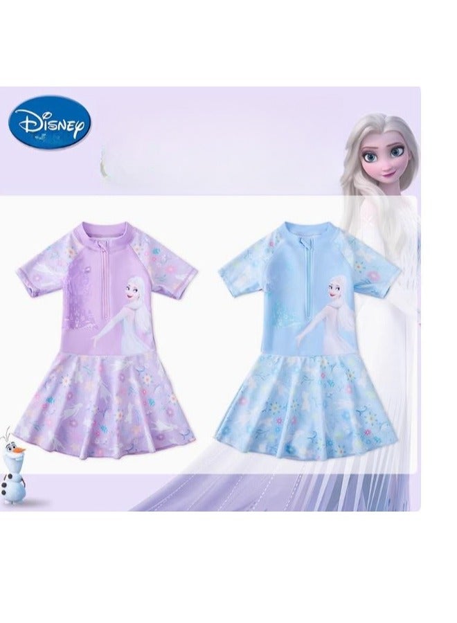 Disney Children's Princess Sun Protection One-Piece Dress Swimsuit (Including Swim Cap) - Image 4