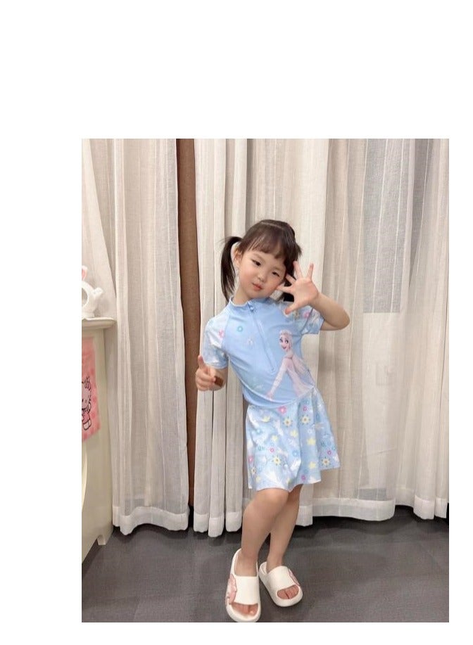Disney Children's Princess Sun Protection One-Piece Dress Swimsuit (Including Swim Cap) - Image 5