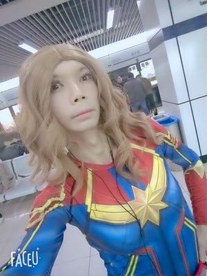 BoMing Women's Medium length Light Blonde Curly Cosplay Wig for Move - Image 5