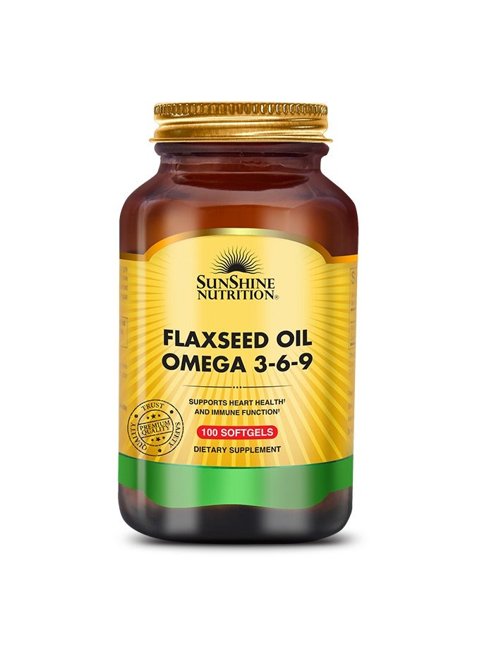 سنشاين نيوترشن Sunshine Nutrition Organic Flaxseed Oil Omega 3-6-9 100 Softgels