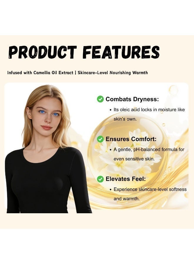 Thermal Underwear for Women | Ultra-Soft & Anti-Static | Camellia Oil Moisturizing | Fleece Lined for Warmth | Base Layer Set for Sleeping, Lounge & Outdoor Winter Activities - Image 2