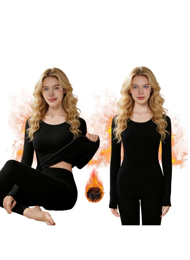 Thermal Underwear for Women | Ultra-Soft & Anti-Static | Camellia Oil Moisturizing | Fleece Lined for Warmth | Base Layer Set for Sleeping, Lounge & Outdoor Winter Activities - Image 1