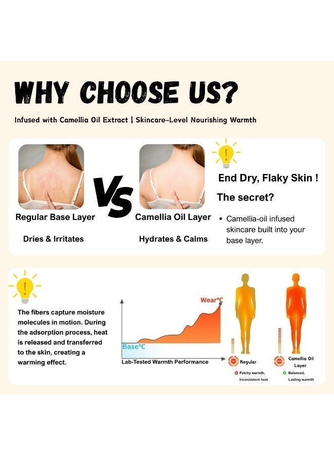 Thermal Underwear for Women | Ultra-Soft & Anti-Static | Camellia Oil Moisturizing | Fleece Lined for Warmth | Base Layer Set for Sleeping, Lounge & Outdoor Winter Activities - Image 4