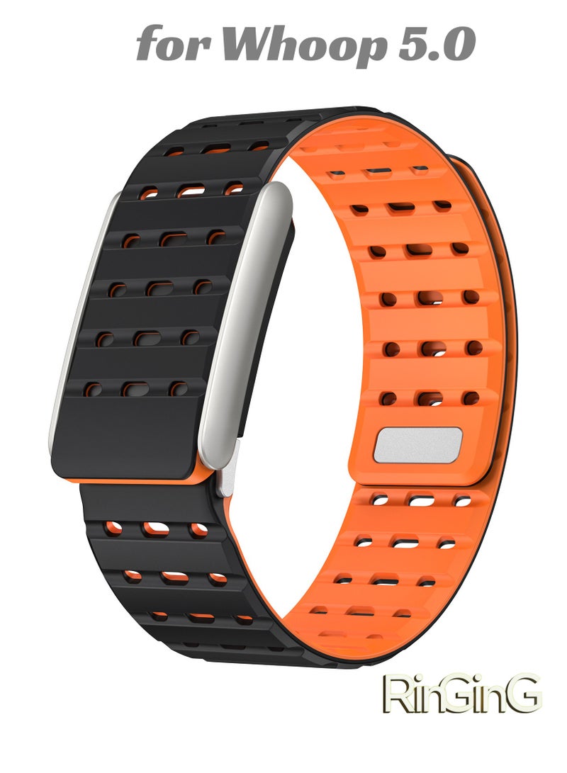 RinGinG Modified Magnetic Silicone Sport Replacement Band Compatible with WHOOP 5.0, Life/MG, One/Peak, Fitness Life Tracker – Breathable, Sweatproof, Durable & Comfortable - Image 1