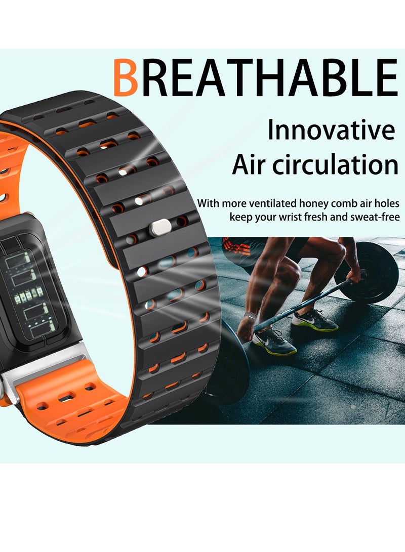 RinGinG Modified Magnetic Silicone Sport Replacement Band Compatible with WHOOP 5.0, Life/MG, One/Peak, Fitness Life Tracker – Breathable, Sweatproof, Durable & Comfortable - Image 2