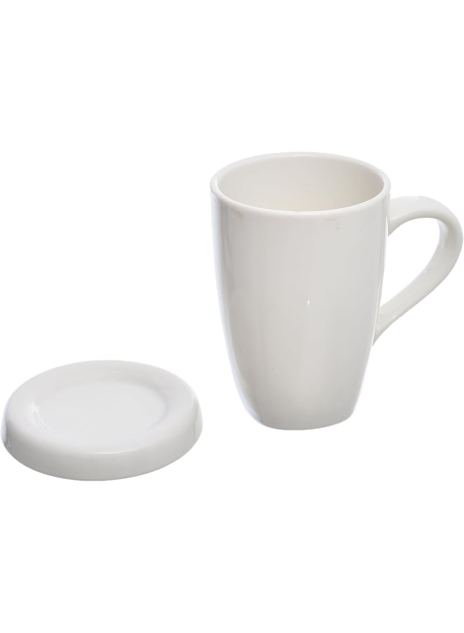 Rosa Porcelain Roman Coffee/Tea Mug With Cover And Saucer, 225 Ml Capacity, Ivory - Image 3