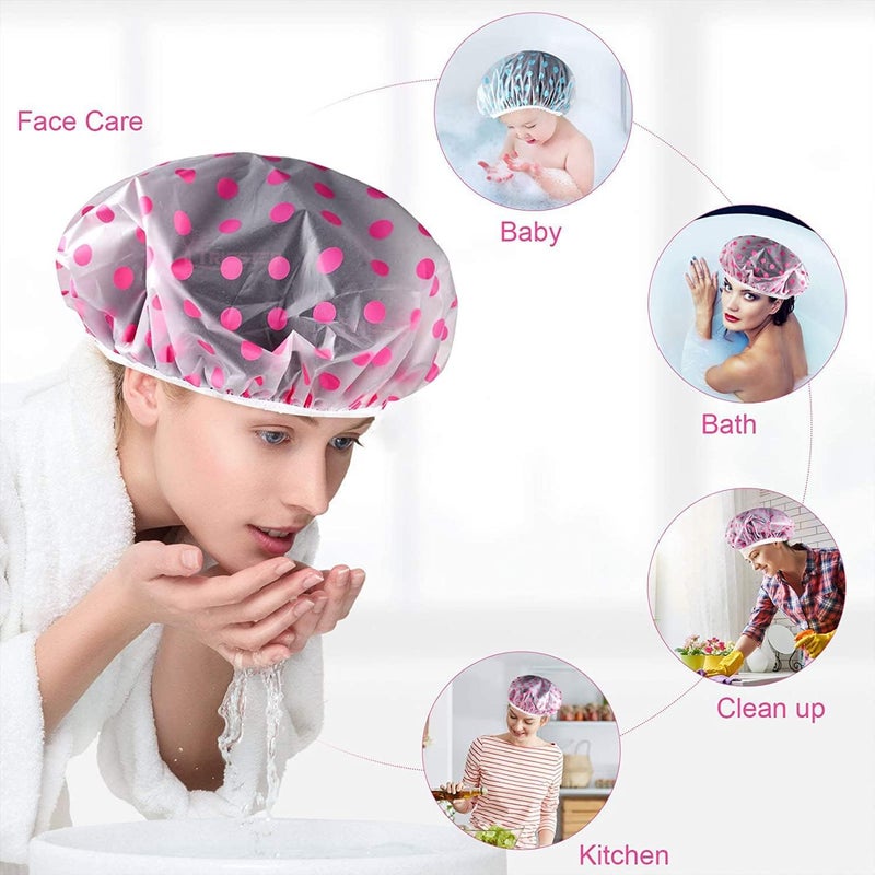 RIXTEC Shower Cap Set of 6 for Women, Reusable Waterproof Elastic Eva Free-Size Bathroom Shower Caps - For Homes, Spas, Salons, Hair Treatment, Beauty Parlors (Multicolored and Multi-design) - Image 3