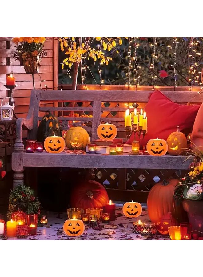 Mini Plastic Pumpkin Bucket 2pcs Halloween Carved Face Hanging Decor - Image 1