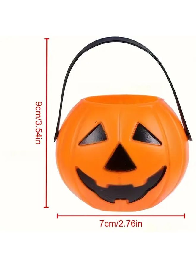 Mini Plastic Pumpkin Bucket 2pcs Halloween Carved Face Hanging Decor - Image 4