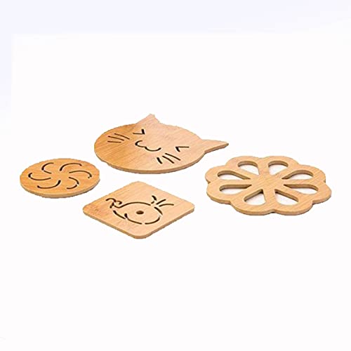 KPNG Heat Resistant Non-Slip Bamboo Trivets Pot Mat for Kitchen Table (2 Piece Small (9 x 9 x 0.5), Wooden) - Image 2