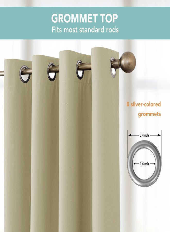 BONZER 100% Blackout Curtains 84 inches Long - 4 Panels Thermal Insulated Light Blocking Window Drapes, Single Layer Grommet Curtain with Black Laminated Backing for Bedroom/Living Room, Beige - Image 4