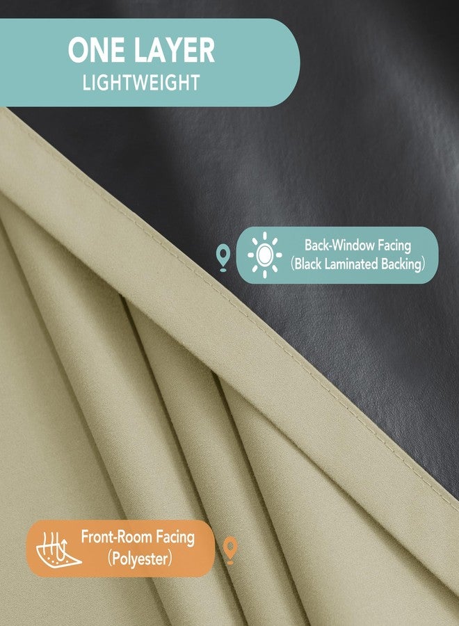 BONZER 100% Blackout Curtains 84 inches Long - 4 Panels Thermal Insulated Light Blocking Window Drapes, Single Layer Grommet Curtain with Black Laminated Backing for Bedroom/Living Room, Beige - Image 3