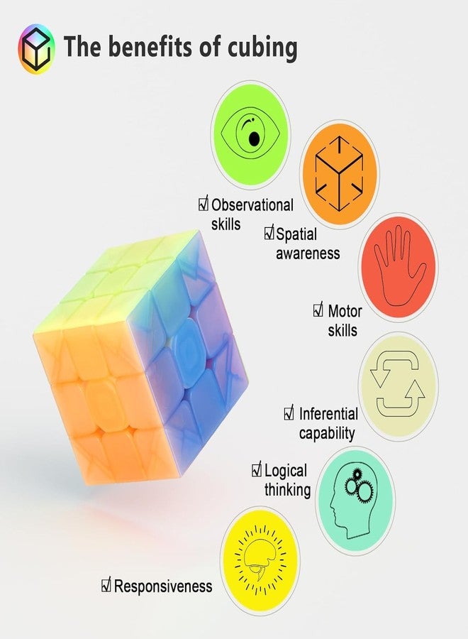 Vdealen 3x3x3 Speed Cube Set, 6 Pack Speed Cube Bulk Magic Cube Set, School Classroom Prize for Students Birthday Party Favors Stocking Stuffers Gifts for Kids Teens Adults(Jelly Stickerless) - Image 4