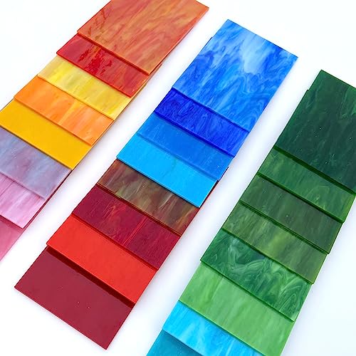 LITMIND 24 Sheets Vibrant Stained Glass Variety Pack – 6 x 4 Inch Tiffany Style Opaque Art Glass for Mosaic & DIY Crafts - Image 2