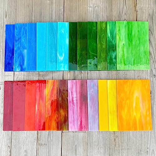 LITMIND 24 Sheets Vibrant Stained Glass Variety Pack – 6 x 4 Inch Tiffany Style Opaque Art Glass for Mosaic & DIY Crafts - Image 4