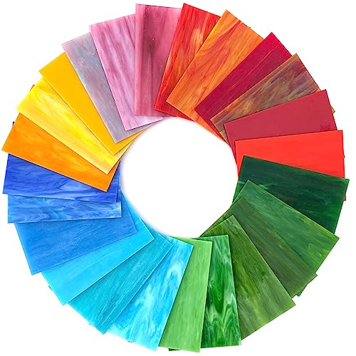 LITMIND 24 Sheets Vibrant Stained Glass Variety Pack – 6 x 4 Inch Tiffany Style Opaque Art Glass for Mosaic & DIY Crafts - Image 3