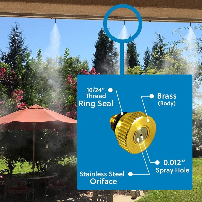 Cool-Off Micro-Mist Nozzle- Garden & Patio Misting System, Cooling Brass Nozzles with 0.012 Inch Size & 10/24 Inch Thread (Pack of 12) - Image 2