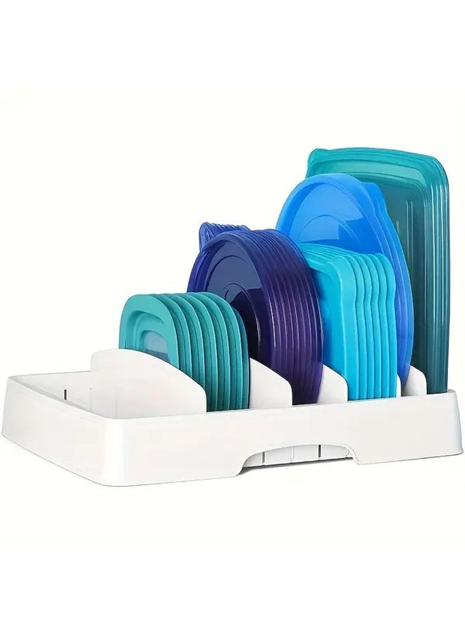 2 Pack Adjustable Kitchen Lid Organizer With 5 Dividers For Pot Lids Utensils Bowls - Image 5